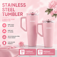 2 gobelets isothermes à double paroi en acier inoxydable sans BPA avec paille rétractable cachée