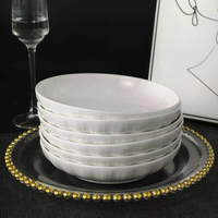 Assiette en céramique blanche pure pour poisson, steak, pâtes, ensemble de vaisselle en céramique plate, vente en gros