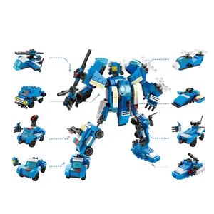 공장 맞춤형 포장 도시 경찰 빌딩 블록 로봇 변형 어린이 교육 장난감