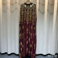 Robe de soirée de luxe en perles de cristal pour femme musulmane, Abaya, vêtements islamiques, élégante, manches chauve-souris, robe longue ample en mousseline