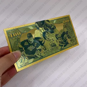 Lucky Card Athlete Wayne Gretzky Souvenir Collection 100 Money Gold Foil Banknote in Stock