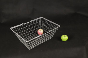Panier de courses en fil métallique avec 2 poignées, capacité de 23 L, durable et facile à transporter pour les supermarchés et les magasins de proximité - Product Image 2