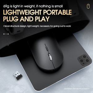 Mới siêu mỏng mini không dây chuột im lặng câm có thể sạc lại mô hình kép BT USB máy tính Chuột không dây - Product Image 5