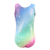 Justaucorps de gymnastique arc-en-ciel pour filles, orné de strass et estampé à chaud, pour l'entraînement de danse