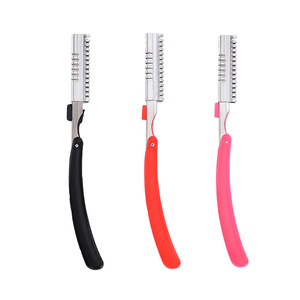 Rasoir pliant à lame en acier inoxydable, tondeuse manuelle pour les sourcils et le corps, pour hommes et femmes, poignée en plastique - Product Image 1