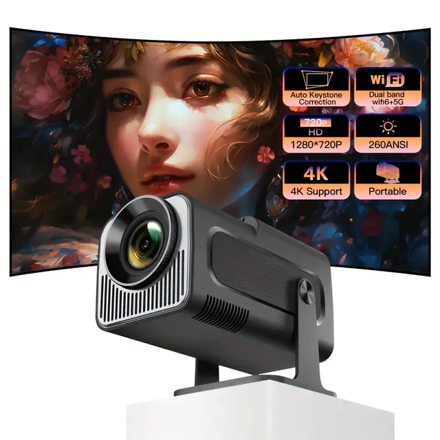 Portable HY320 Mini Projector with Android 11.0 HD 1080P Full Video Projection Display Smart Home Theater