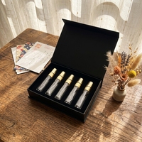 Boîte cadeau en carton écologique avec logo personnalisé pour ensemble de flacons de parfum cosmétique multi-pièces, parfum de découverte de luxe