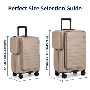 <span class=keywords><strong>Valise</strong></span> à roulettes multifonctionnelle à ouverture frontale à deux compartiments, coque rigide en PC de 20 pouces, poches <span class=keywords><strong>double</strong></span> face, grande capacité - Product Image 3