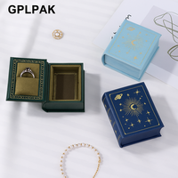 Nouvelle conception de boîte à bijoux, boîte magnétique de style livre, couverture en mousse, insert en velours, logo en feuille d'or pour boîte à bijoux cadeau