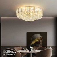 Plafonnier à LED lustre en cristal de luxe chambre à coucher lampe ronde de salon plafonnier d'intérieur
