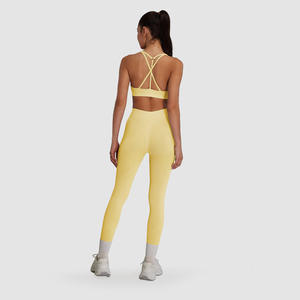 Aoyema เสื้อครอปแบบไขว้ด้านหลังชุดออกกำลังกายกางเกงวิ่งไร้รอยต่อเสื้อผ้าโยคะบราเลกกิ้งสตรีชุดกีฬา - Product Image 4