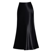 Jupe midi en satin d'acétate soyeux sur mesure OEM pour femme, élégante, unie, taille haute, demi-jupe, vêtements pour femme, vente en gros