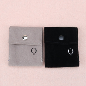 Black Luxury Jewelry <b>Gift</b> Packaging Pouch Soft Velvet <b>Gift</b> Bag Pouches with Snap Button Storage for Rings Necklace Bracelet - Product Image 3