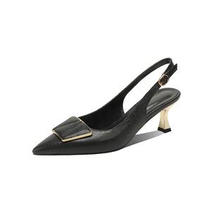 أحذية نسائية أنيقة من مونشير بكعب منخفض وإبزيم معدني وحزام خلفي، أحذية رسمية بمقدمة مدببة - Product Image 5