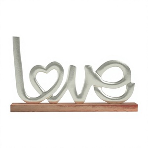 Iron <b>Table</b> Top Sculpture Modern Lettering Stand Happiness Silver Handmade Eco-Friendly <b>Wall</b> <b>Mount</b> - Product Image 1