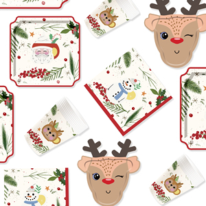 Juego de Vajilla Desechable DAMAI para Navidad, Platos de Postre con Forma de Alce, Servilletas de Papel para Decoraciones Navideñas de Interior - Product Image 2