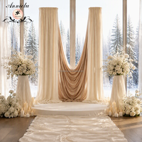 Support de toile de fond réglable ANNIELU en forme de T, 2 pièces, cadre en aluminium robuste pour cérémonies de mariage en extérieur, vente en gros