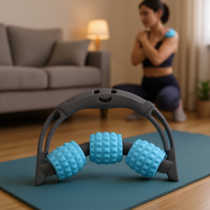 Rouleau de massage manuel HB Sport 15 cm bleu avec rouleaux texturés pour soulager les muscles - Product Image 2