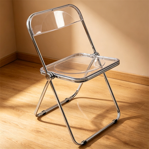 Modern Contemporary Transparent Acrylic Folding Chair <b>Plastic</b> Dining Chair for Home Outdoor Cafe Events & Parties - Product Image 1