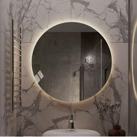 Miroir de salle de bain intelligent LED à trois couleurs, anti-buée, de qualité hôtelière, en verre fabriqué en usine, design minimaliste circulaire