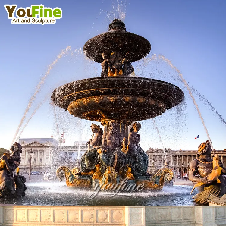 Fontaine d'eau de Sculpture en Bronze, jardin extérieur cascade Place de la Concorde grande fontaine d'eau