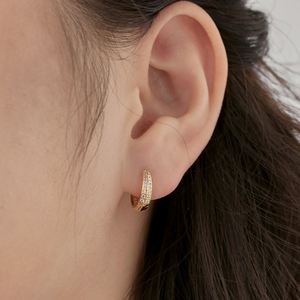 Dylam Delicate Earrings 925 Sterling <b>Silver</b> Rhodium 18K Gold Plated Double Layer 5A Zirconia <b>Clip</b>-on Hoop Earrings - Product Image 2