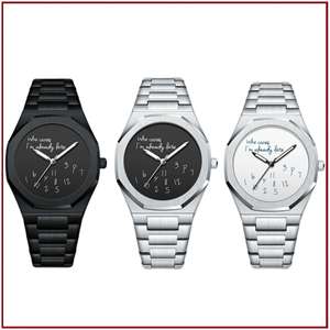 Orologio da Polso al Quarzo in Acciaio Inossidabile Ottagonale con Slogan Divertente, Quadrante Irregolare con Numeri Unici e Citazioni Umoristiche, Ideale per Regalo e Uso Quotidiano - Product Image 4