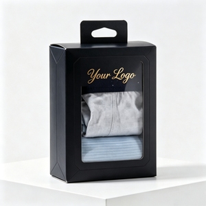 Boîtes de présentation pliables avec poignée, impression de logo personnalisé, pour l'emballage de sous-vêtements pour hommes, finition mate, boîte pour vêtements pour femmes - Product Image 2