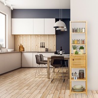 Meuble de rangement autoportant moderne et écologique à 5 niveaux en bambou, multifonctionnel pour salle de bain, étagère à épices, pour la maison et la cuisine