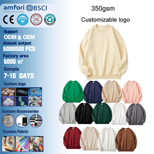 Sudadera de Color Sólido Directo de Fábrica, 350 g/m², Neutra, 59% Algodón, 41% Poliéster, Cuello Redondo, Felpa - Product Image 1
