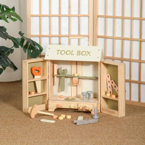 Ensemble d'Outils Éducatifs Montessori pour Enfants Boîte à Outils en Bois Bricolage Simulation Vis et Écrous Kit Boîte à Outils à Double Porte Jouets pour Enfants - Product Image 1