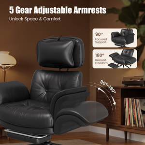 Chaise de bureau pivotante inclinable rembourrée de qualité supérieure, accoudoir réglable en 5 positions, chaise de bureau ergonomique avec poches latérales et appui-tête - Product Image 4