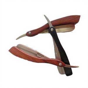 Rasoir professionnel de salon de coiffure avec manche en bois, lame unique, pour usage sous les aisselles - Product Image 3
