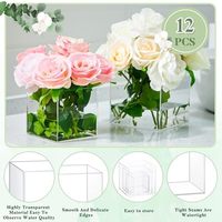 Vases carrés acryliques 3 ''4'' 5 ''Cube clair fleur centre de table décoratif pour mariage maison événements fêtes-12 pièces Ensemble