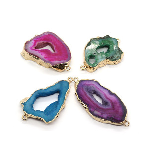 Conectores de Piedras Preciosas en Forma de Geoda |   Colgantes de Piedra Natural Druzy con Borde Dorado para Pulseras y Collares, para la Creación de Joyería - Product Image 3
