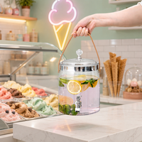 Grande carafe à eau froide en PET avec robinet et infuseur à fruits pour thé glacé et limonade, distributeur de boissons en libre-service