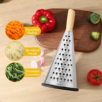 Râpe à fromage en acier inoxydable 3 faces avec manche en bois, éplucheur manuel de fruits et zester, outils de cuisine domestique G