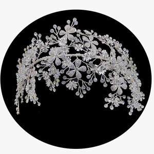 NOUVEAU <span class=keywords><strong>Luxe</strong></span> Argent Fleur mariée <span class=keywords><strong>diadème</strong></span> et couronne de mariage strass bandeau accessoires de cheveux en cristal - Product Image 1