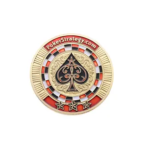 Custom Manufacture Metal Design Las Vegas Gold Plated Zinc Alloy 3D Enamel Poker Chips Souvenir Coin