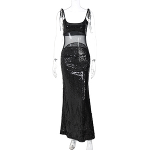 Lygens 7944 <strong>Mesh</strong> See Through Sequined Patchwork Spaghetti Strap Bodycon Women'S <strong>Dresses</strong> Summer Evening Elegant Fashion Clothes