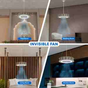 Ventilateur de plafond de cuisine moderne invisible intelligent, construction en plastique, lumière LED |   Moteur BLDC silencieux Économie d'énergie Lame de plus de 48 pouces - Product Image 6