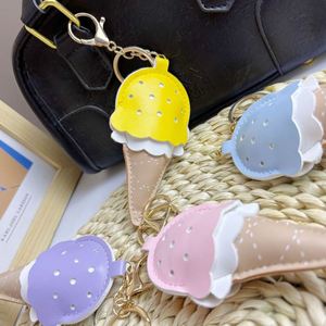 Cute Creative Ice Cream Shape Keychain Colorful PU Leather <b>Bag</b> Charm Decorative <b>Key</b> <b>Ring</b> for Women Girls - Product Image 2