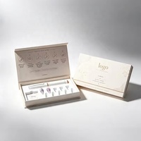 Caja de Embalaje Cosmético Personalizable, Caja Magnética con Acabado Láser Plateado en Relieve, Ventana, Péptidos, Bolígrafo Desechable y Reutilizable