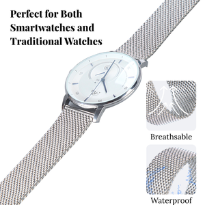 Bracelets de montre milanais avec logo personnalisé, bracelets de montre sport à dégagement rapide <span class=keywords><strong>en</strong></span> maille métallique à double fermoir pour femmes et hommes - Product Image 5