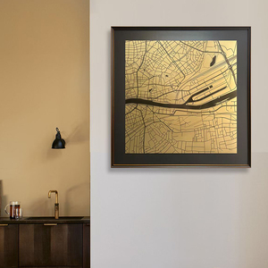 Stampa Metallica Astratta con Cornice, Mappa della Città in Lamina d'Oro, Decorazione Murale per Soggiorno e Hotel, Vendita all'Ingrosso - Product Image 4
