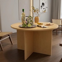 Table Ronde en Bois Style Marin pour Cafés et Restaurants ; Table de Présentation Commerciale Minimaliste Moderne Personnalisable Pièce de Designer