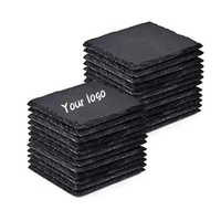 Sous-verres carrés en ardoise noire faits à la main, écologiques, motif floral, anti-rayures, pour table basse, vente en gros