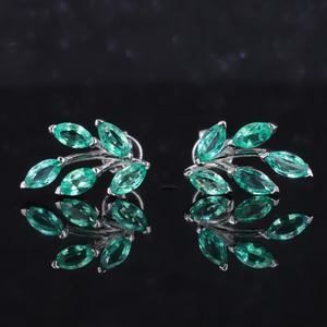 Hojas Verdes Naturales 2*4mm 2,5*5mm corte Marquesa Esmeralda <span class=keywords><strong>colombiana</strong></span> S925 pendientes de racimo de plata - Product Image 1