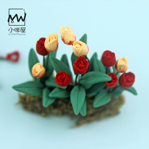 Xiaomiwu casa de muñecas accesorios modelo en miniatura accesorios de tiro arcilla suelo tulipán K125 - Product Image 4
