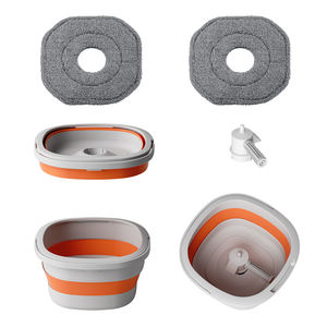 HOLAMOPA Ensemble serpillière et seau pliables et peu encombrants, avec tête triangulaire rotative à 360° et essorage automatique, pour petits appartements - Product Image 3